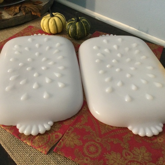 2 Vintage Milk Glass Hazel Atlas Milkglass Snack Plates - Picture 3 of 10